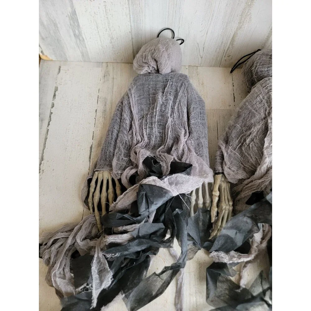 Scary grim reaper grey hanging skeleton Halloween set prop‎ decor